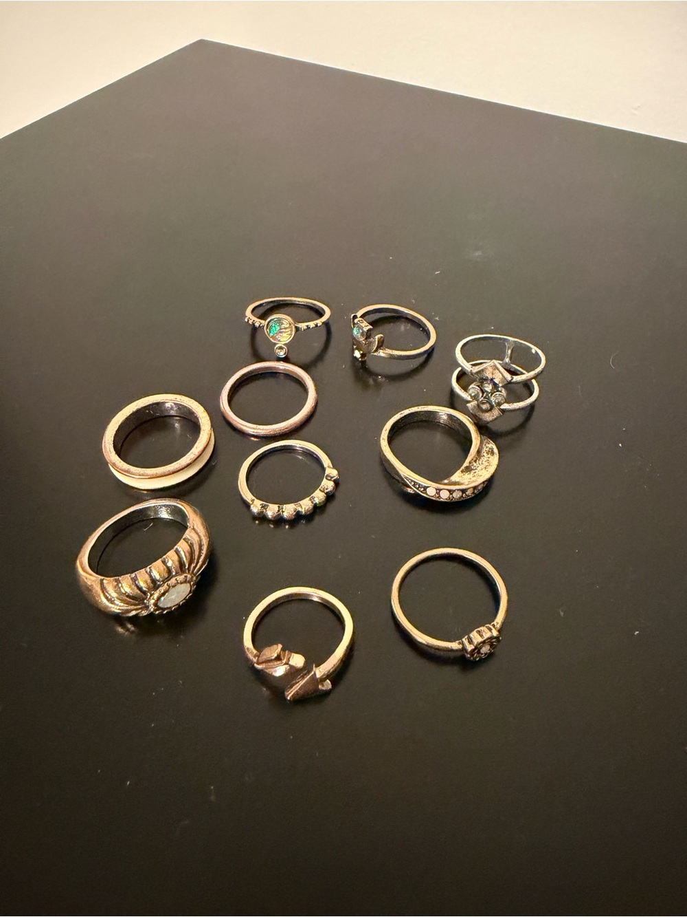 Mixed Gold-Tone Women’s Ring Set - Vintage-Inspired Stackable Bands